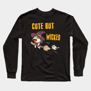 Cute But Wicked Chibi Witch Halloween Long Sleeve T-Shirt